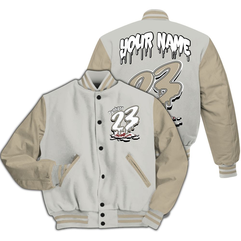 Varsity Jacket To Match RM Canyon Rust 4s - Custom Name 23 Drip All Over Print