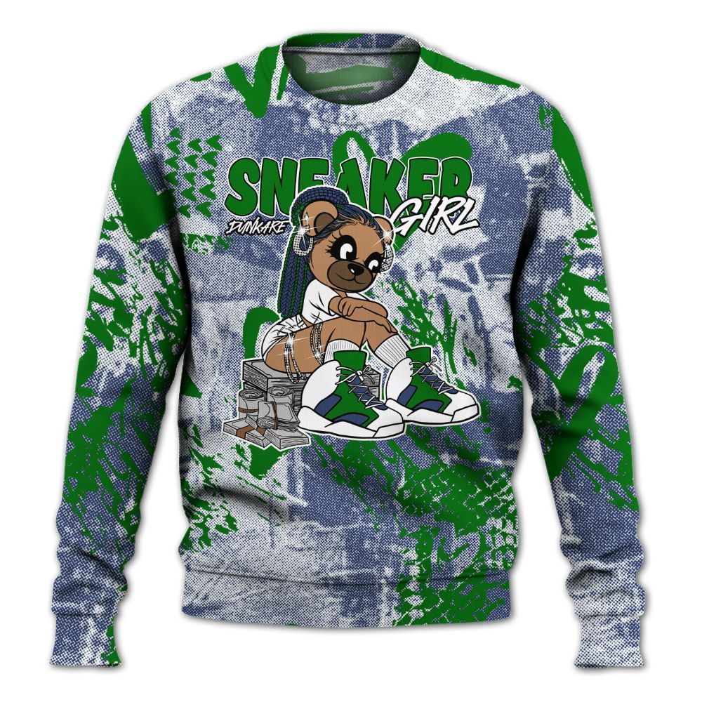 Sweatshirt To Match Midnight Navy 13s - Sneaker Girl Bear Heart Grunge All Over Print