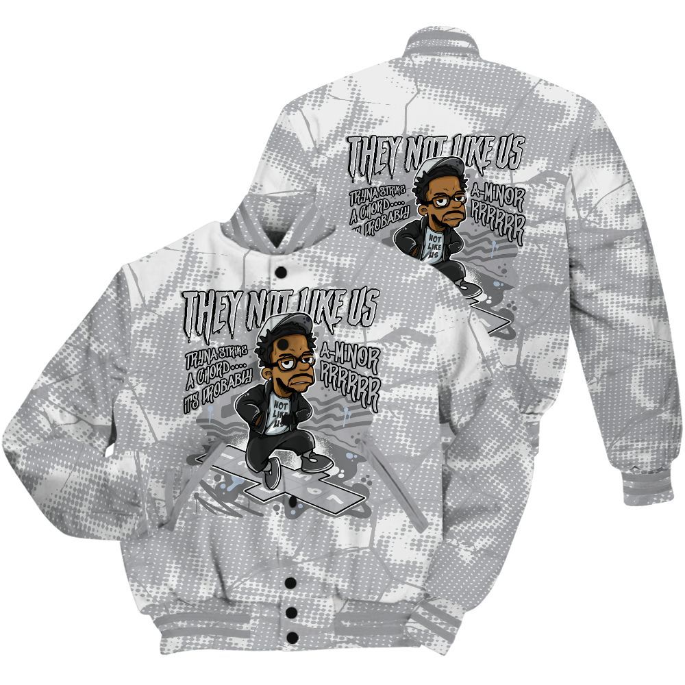 Varsity Jacket To Match Low OG Wolf Grey 1s Shirt - Hopscotch Dislike Us Graphic Crack All Over Print