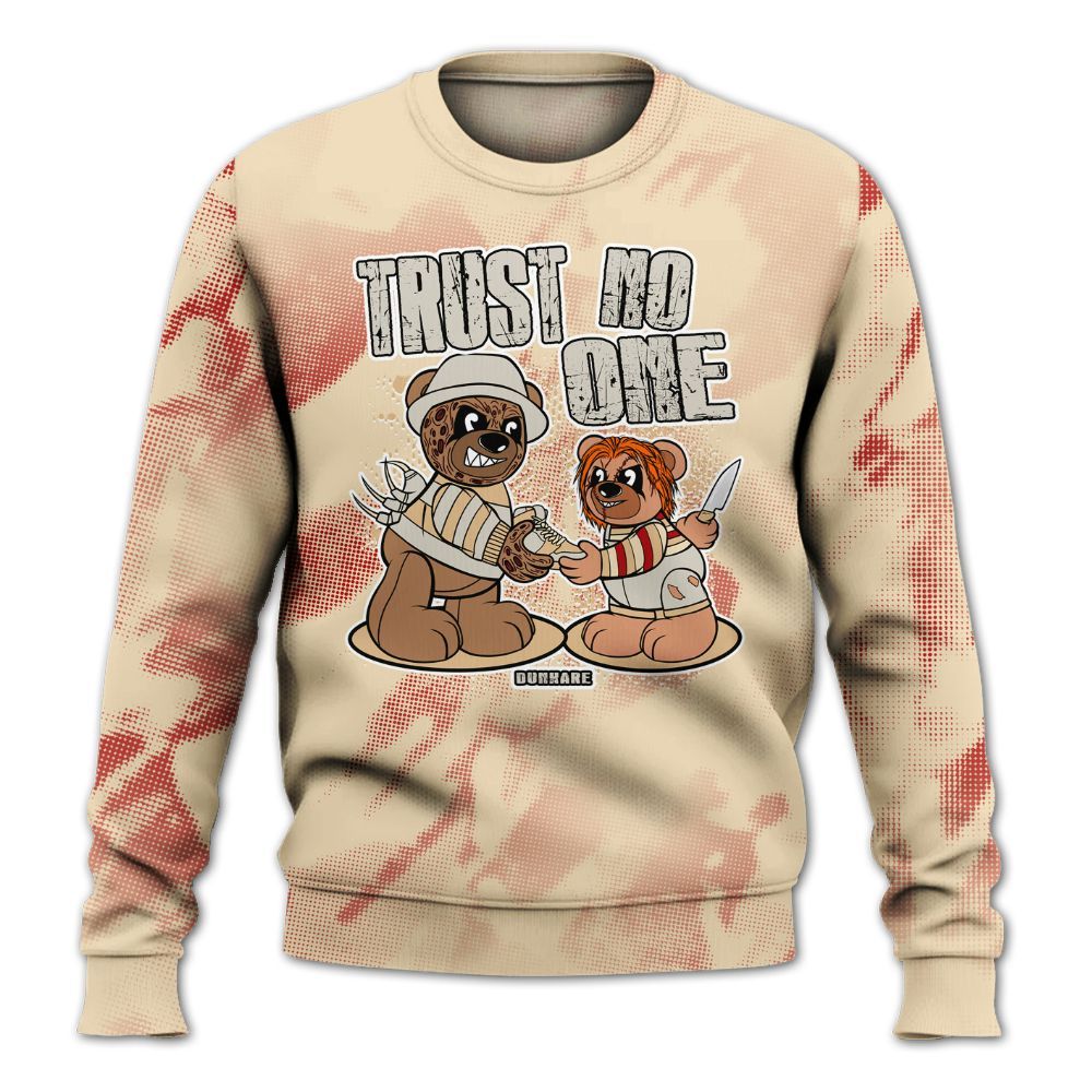 Sweatshirt To Match Dunk Low Strawberry Waffle - Trust No One Bear Abstract Halftone All Over Print