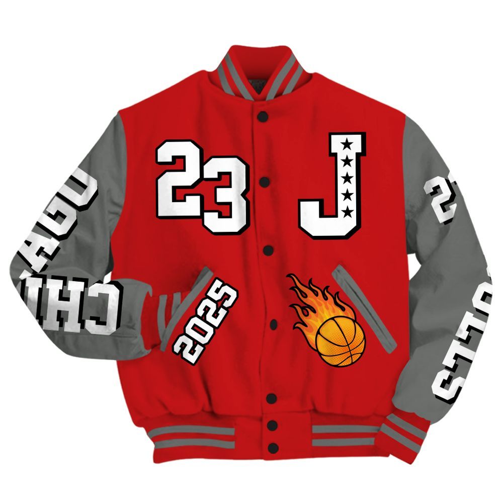 Varsity Jacket To Match Bred Reimagined 4s - Chicago 23 Basketball All Over Print