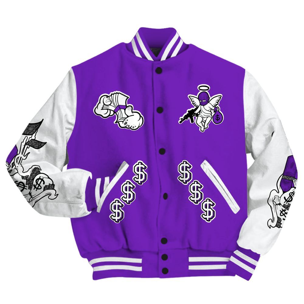 Varsity Jacket To Match Retro Dark Iris 3s - Ones Move In Silence Graphic All Over Print