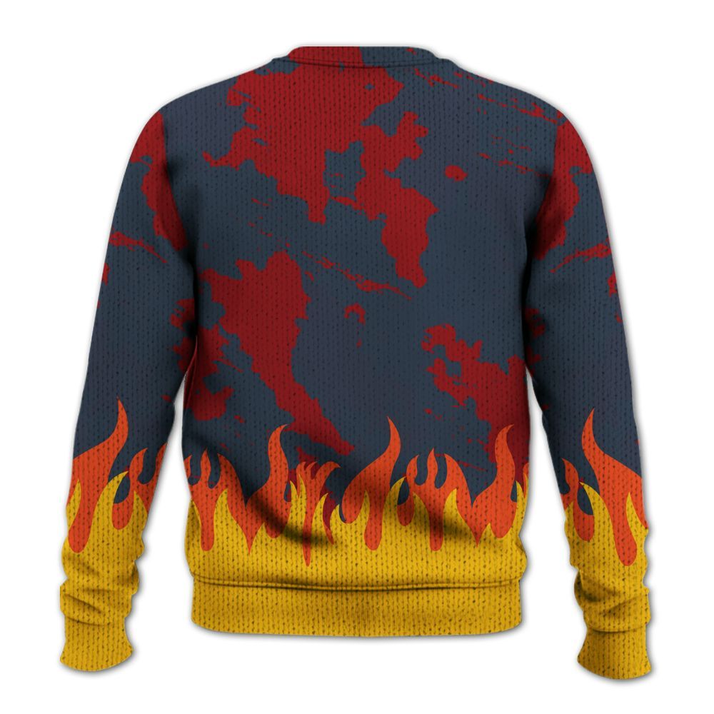 Knitted Sweater To Match Navy Blue 2024 6s - Blooms Whisper Retro