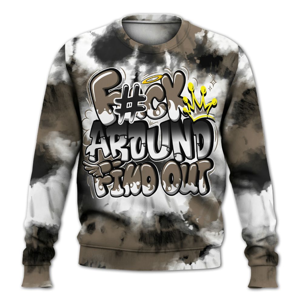 Sweatshirt To Match Low OG Dark Mocha 1s - Tie Dye FK Around Find Out All Over Print
