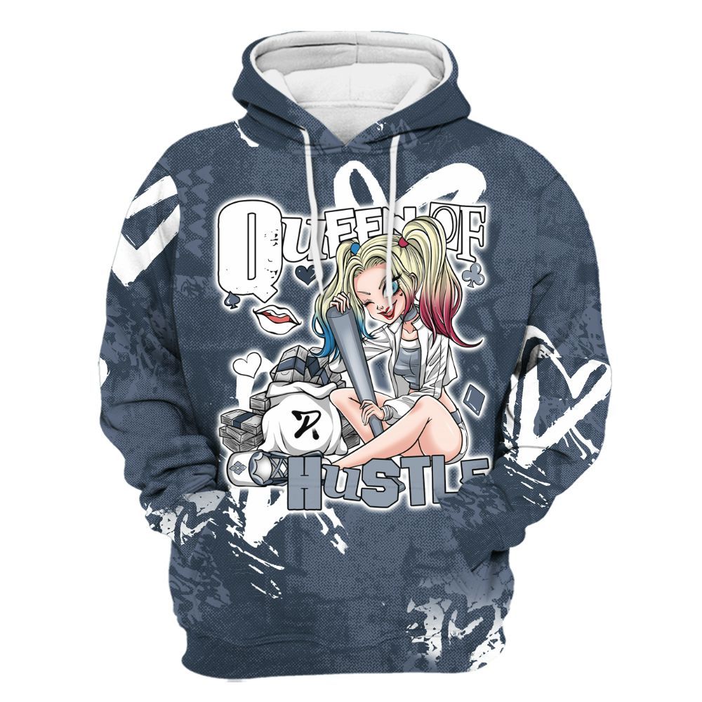 Hoodie To Match Low Diffused Blue 11s - Hustles Quiinn Heart Grunge All Over Print