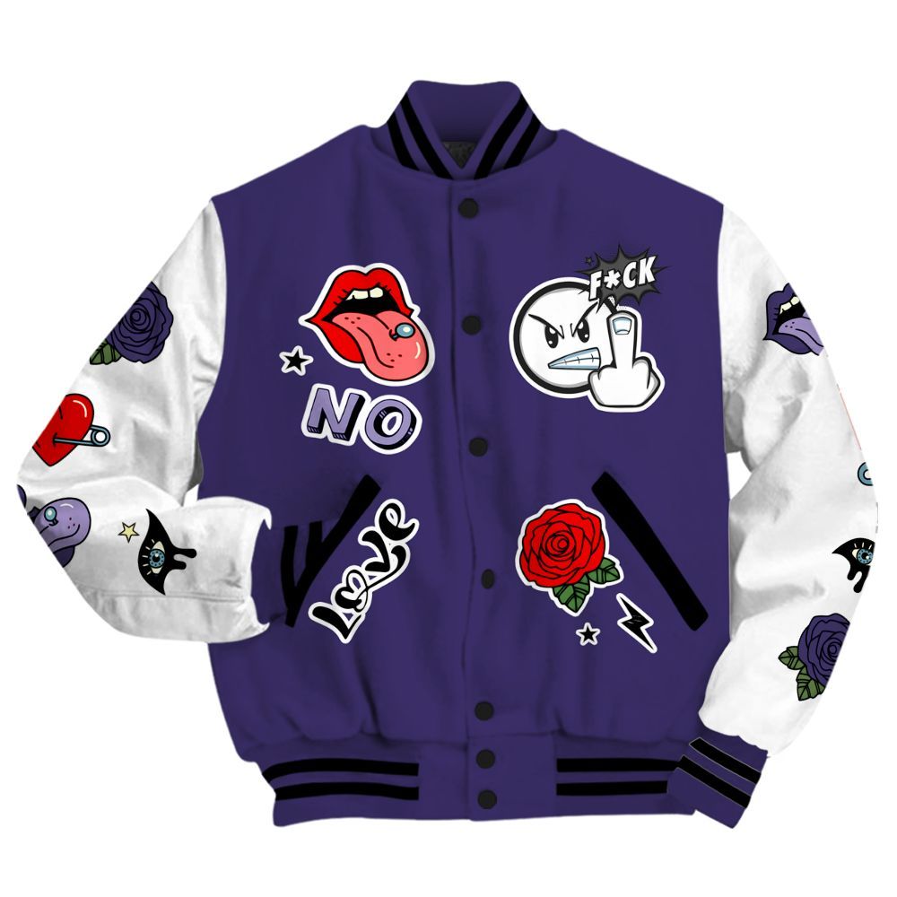 Varsity Jacket To Match Retro Court Purple 13s - FK Around Find Out All Over Print