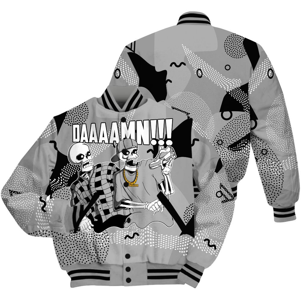 Varsity Jacket To Match Black Wolf Grey 12s - Graphic Meme Damnn All Over Print