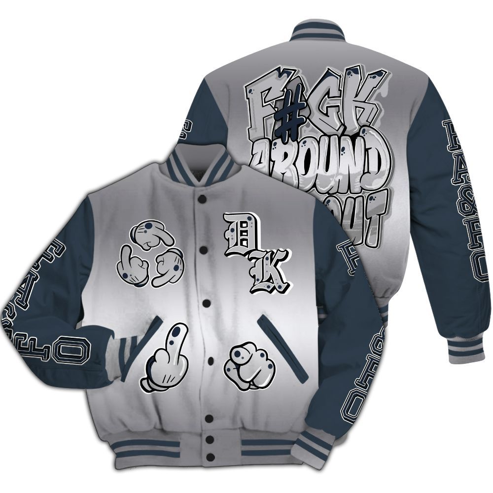 Varsity Jacket To Match Air Max 1 Jacquemus Blue - F Around Find Out Graphic All Over Print