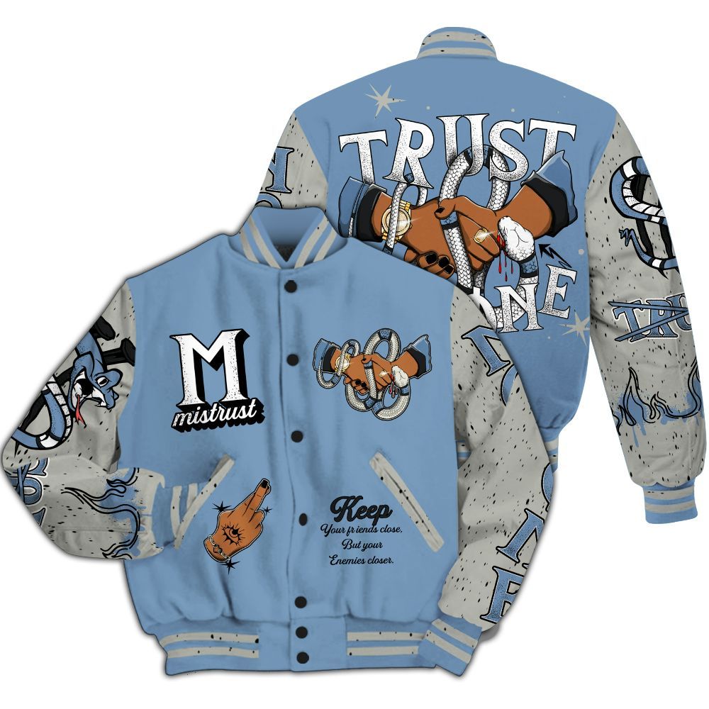 Varsity Jacket To Match University Blue 4s - Trust No One Snake-Bite Street Style All Over Print