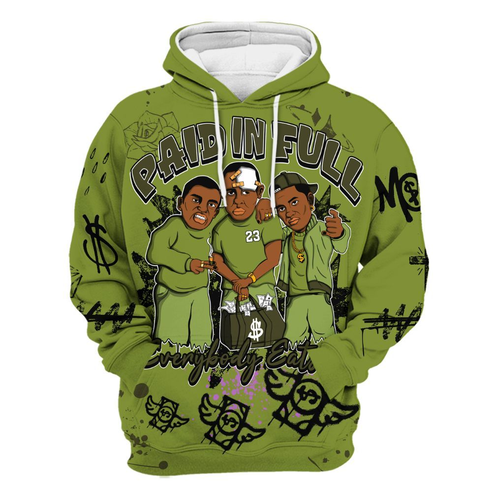 Hoodie To Match SB Dunk Low Asparagus - Everybody Paid In Full Crayon All Over Print