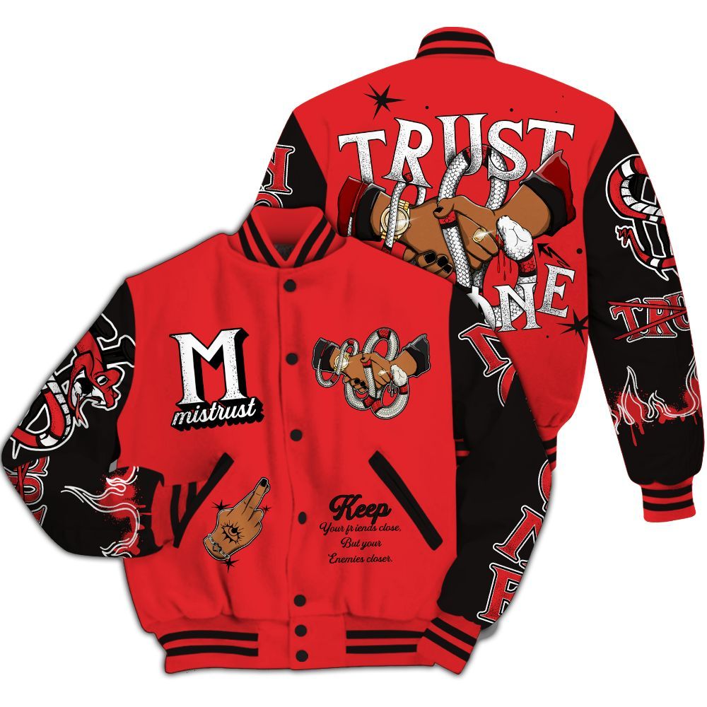 Varsity Jacket To Match Chile Red 9s - Trust No One Snake-Bite Street Style All Over Print