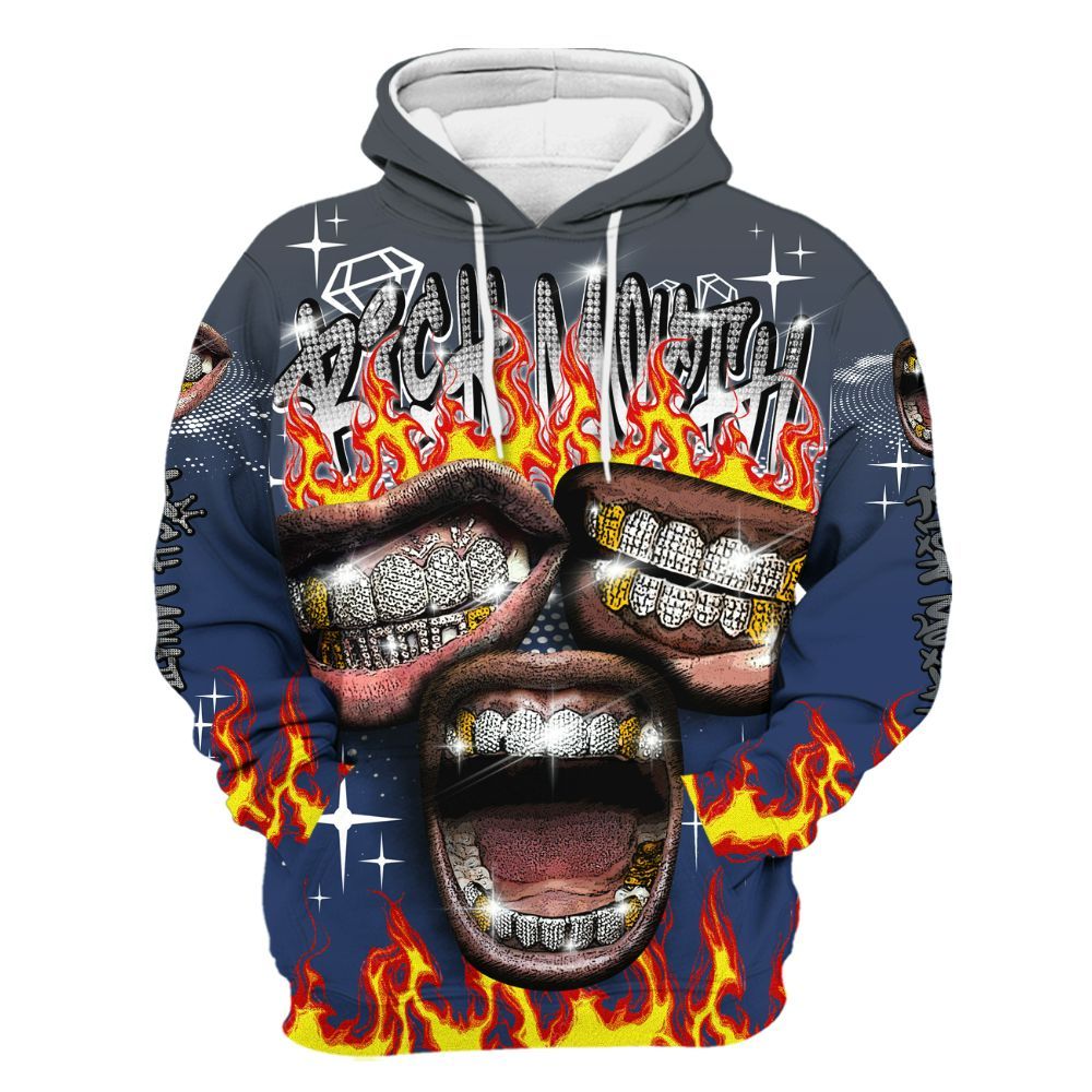 Hoodie To Match Retro Flint 13s - Rich Mouth Fire Rap Retro 90s All Over Print