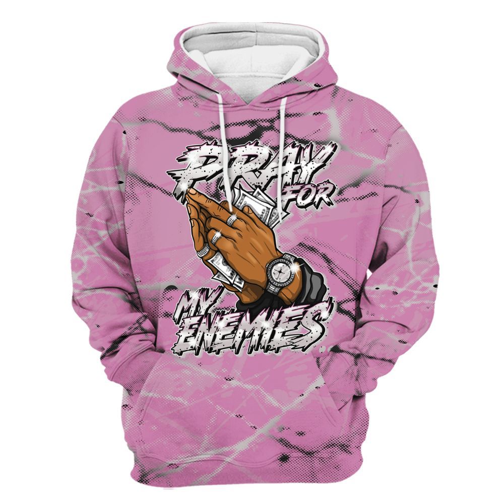 Hoodie To Match Neutral Grey Black White Orchid 4s - Prayed For Enemies Graphic All Over Print
