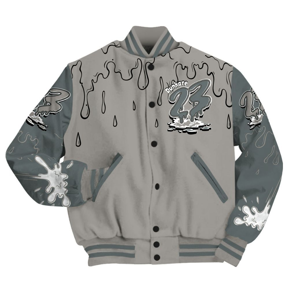 Varsity Jacket To Match Cool Grey 9s - Custom Name 23 Drip All Over Print
