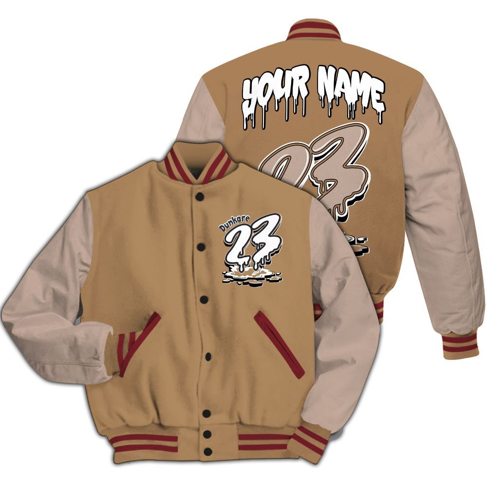 Varsity Jacket To Match Kobe 4 Gold Medal - Custom Name 23 Drip All Over Print