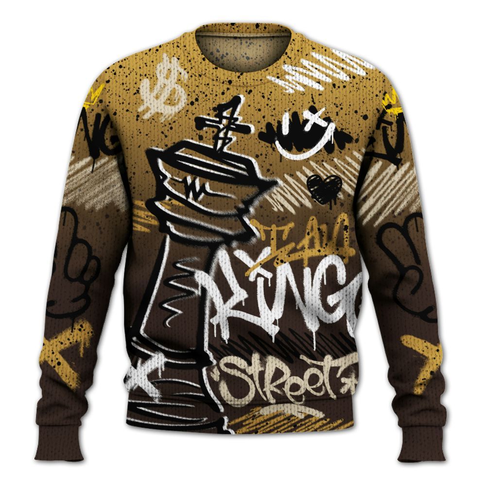 Knitted Sweater To Match 2025 Retro Earth 5s - Street King Chess Streetwear