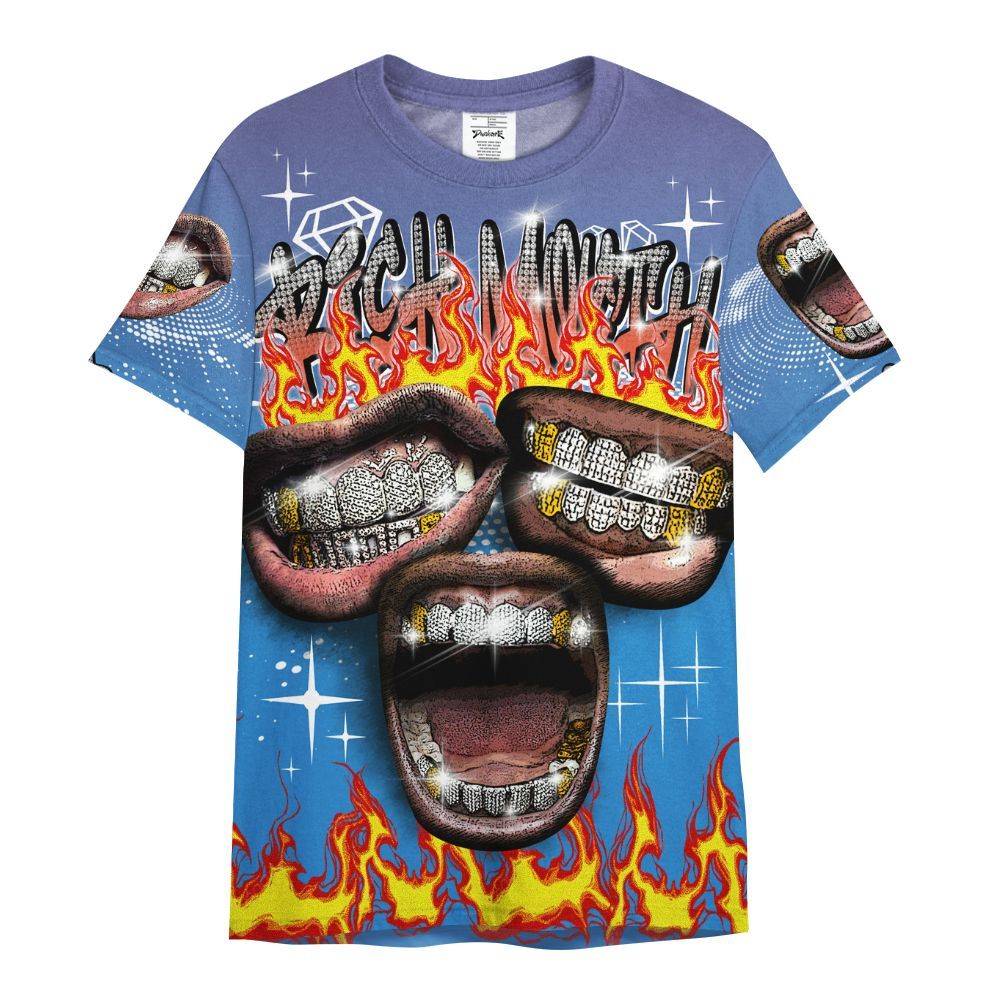 Shirt To Match Hi-Res Blue 700s - Rich Mouth Fire Rap Retro 90s All Over Print