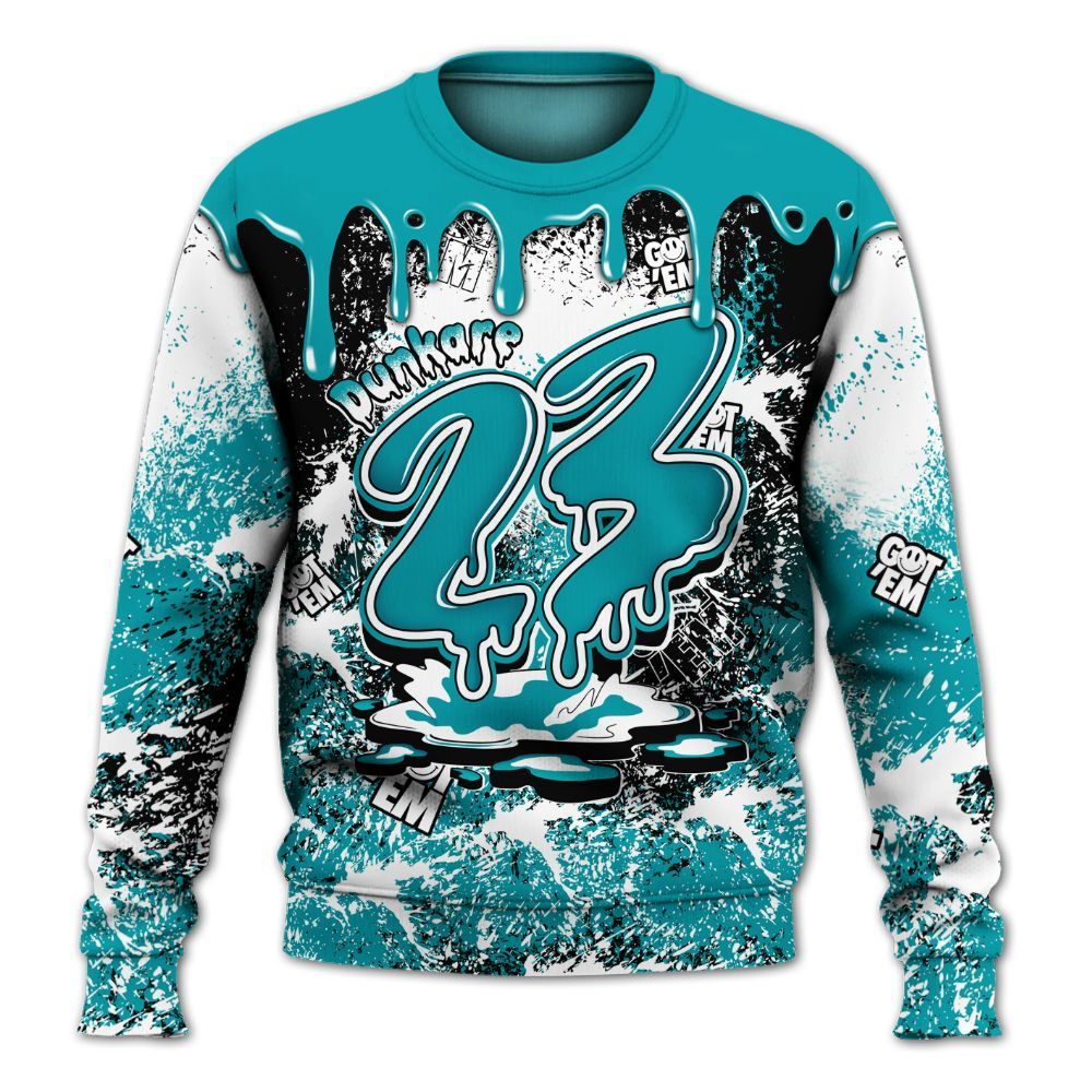 Sweatshirt To Match Air Griffey Max Aquamarine 1s - Dripping 23 Drip All Over Print