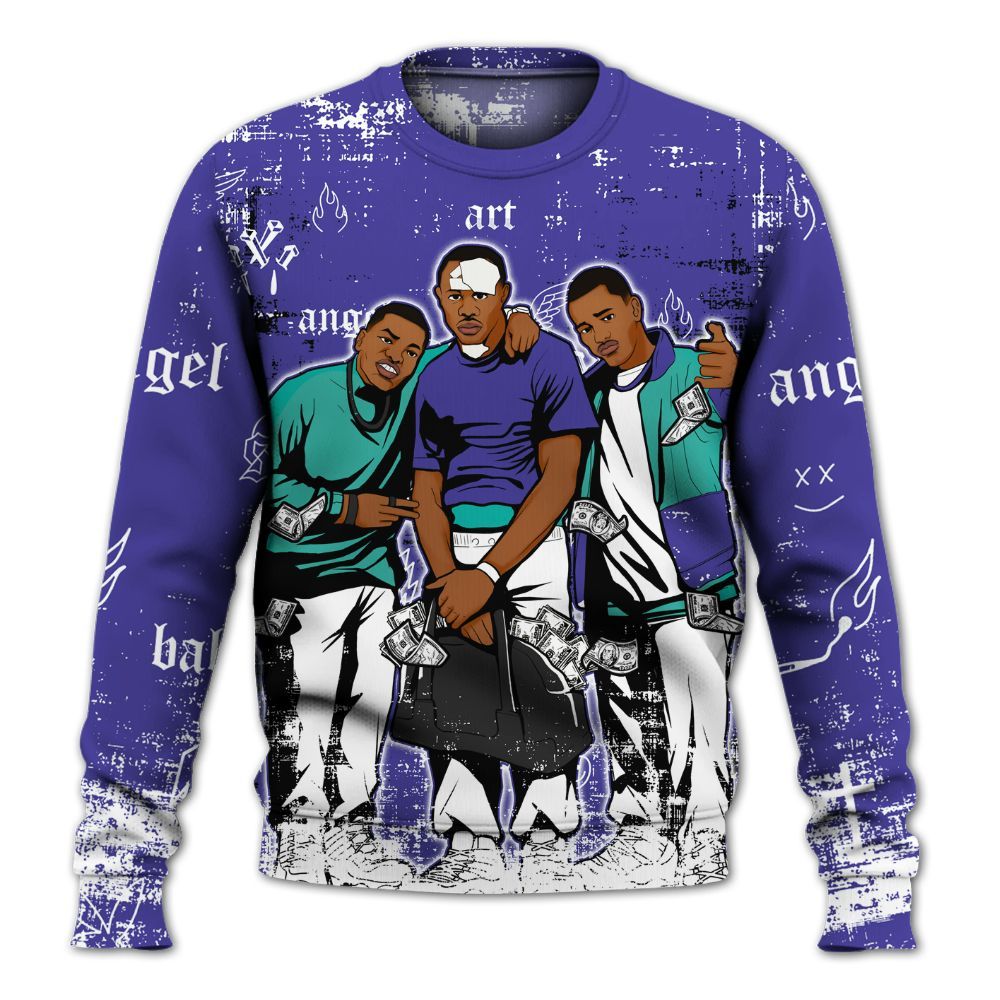Sweatshirt To Match Retro Grape 5s - Paid In Full Money All Over Print