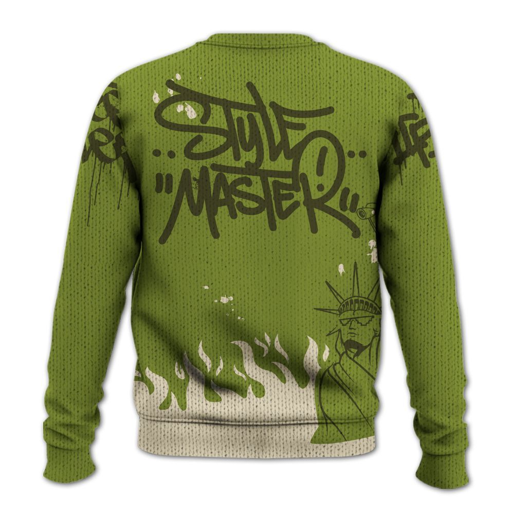 Knitted Sweater To Match SB Dunk Low Asparagus - Graphic Fck Around Find Out