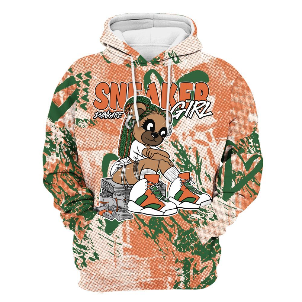 Hoodie To Match Low Miami 5s - Sneaker Girl Bear Heart Grunge All Over Print