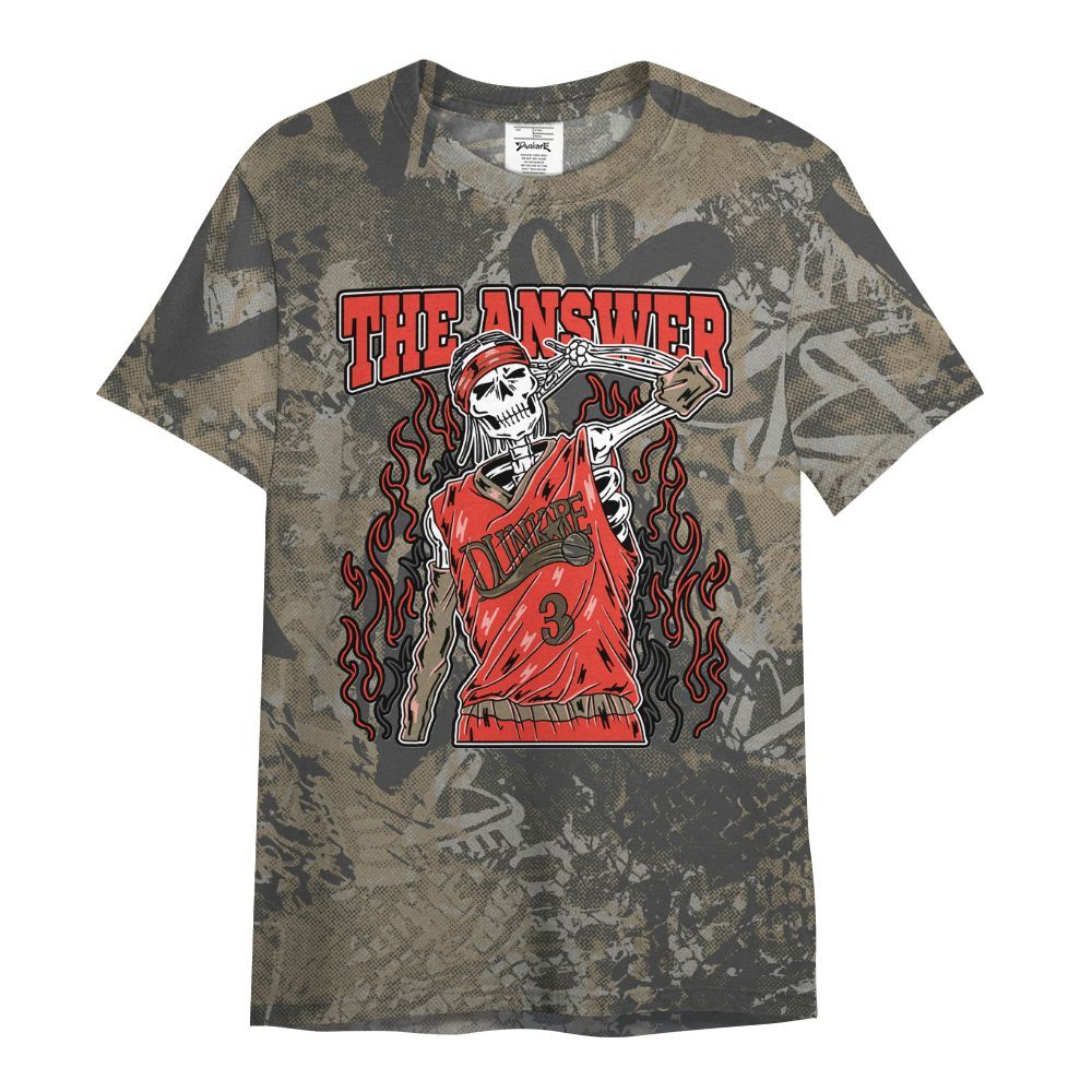 Shirt To Match Olive 9s - Allen Answer Skeleton Heart All Over Print