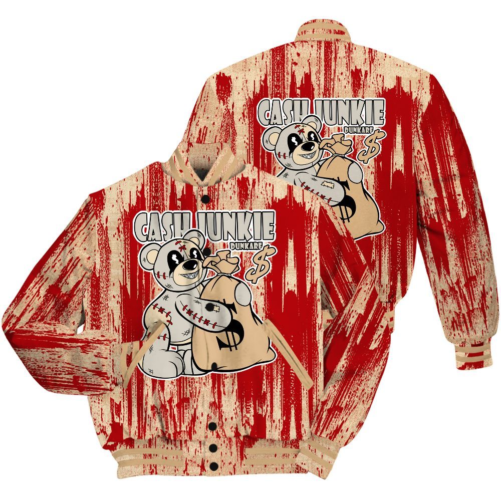 Varsity Jacket To Match Dunk Low Strawberry Waffle Shirt - Cashs Junkie Bear Glitch Art All Over Print