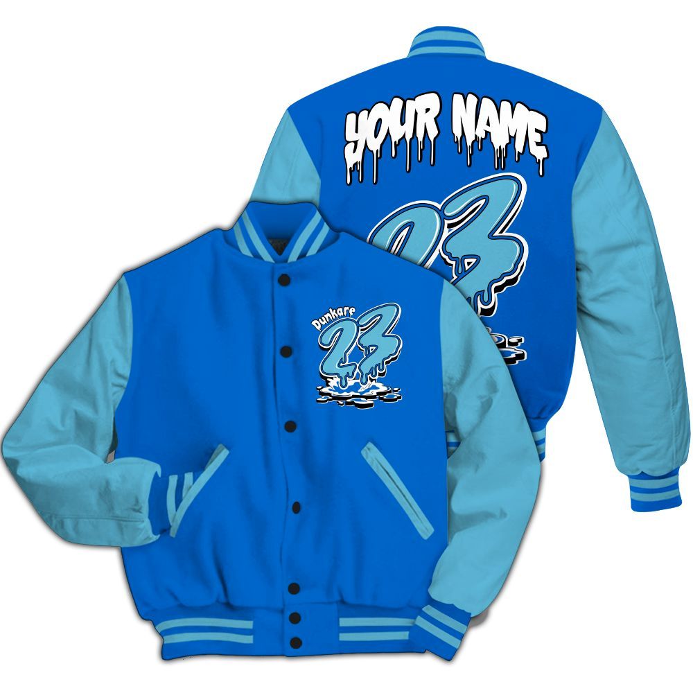 Varsity Jacket To Match Dunk Low Argon - Custom Name 23 Drip All Over Print