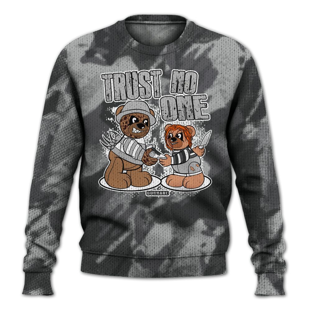Knitted Sweater To Match White Thunder 4s - Trust No One Bear Abstract Halftone
