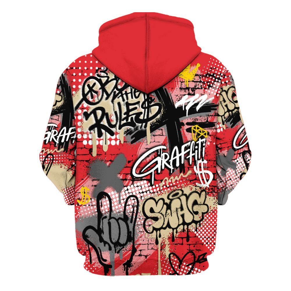 Hoodie To Match Prime 93 Fire Red - True It Real Graffiti Streetwear All Over Print