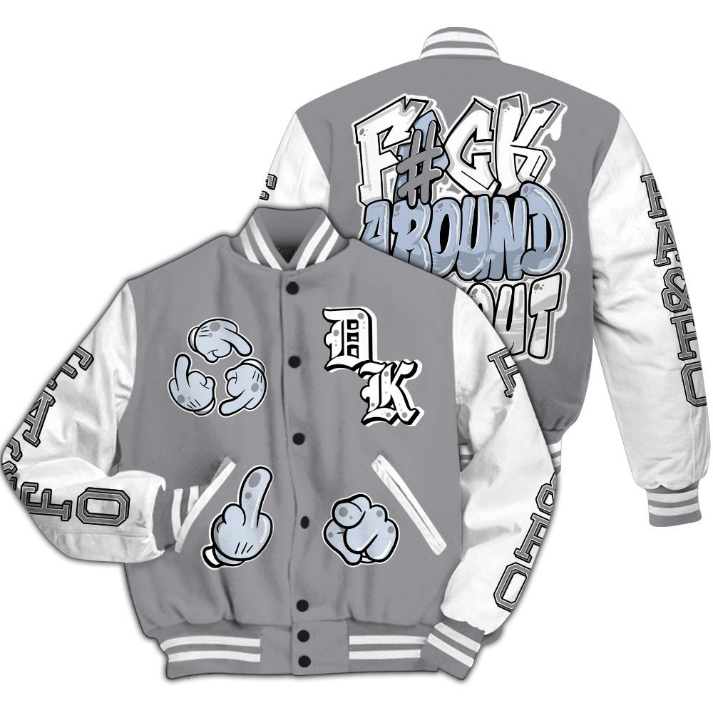Varsity Jacket To Match Low Cement Grey 11s - F Around Find Out Graphic All Over Print