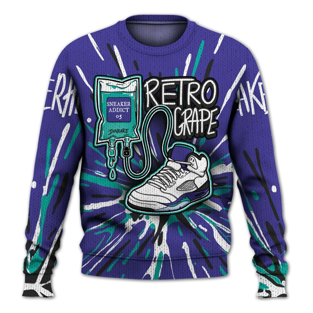 Sweater To Match Retro Grape 5s - Sneaker Sickness Splash Graphic