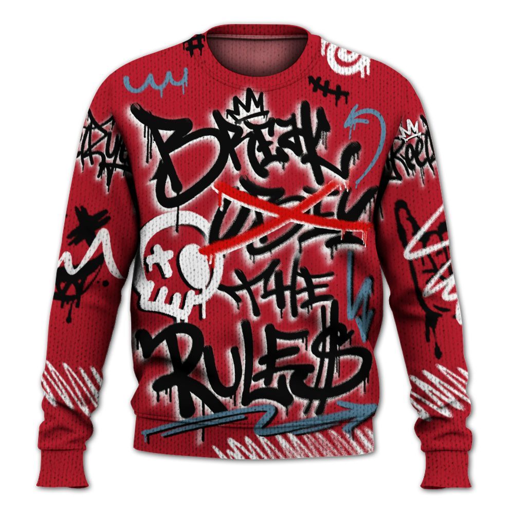 Knitted Sweater To Match Retro Raging Bull 5s - Break Rules Streetwear