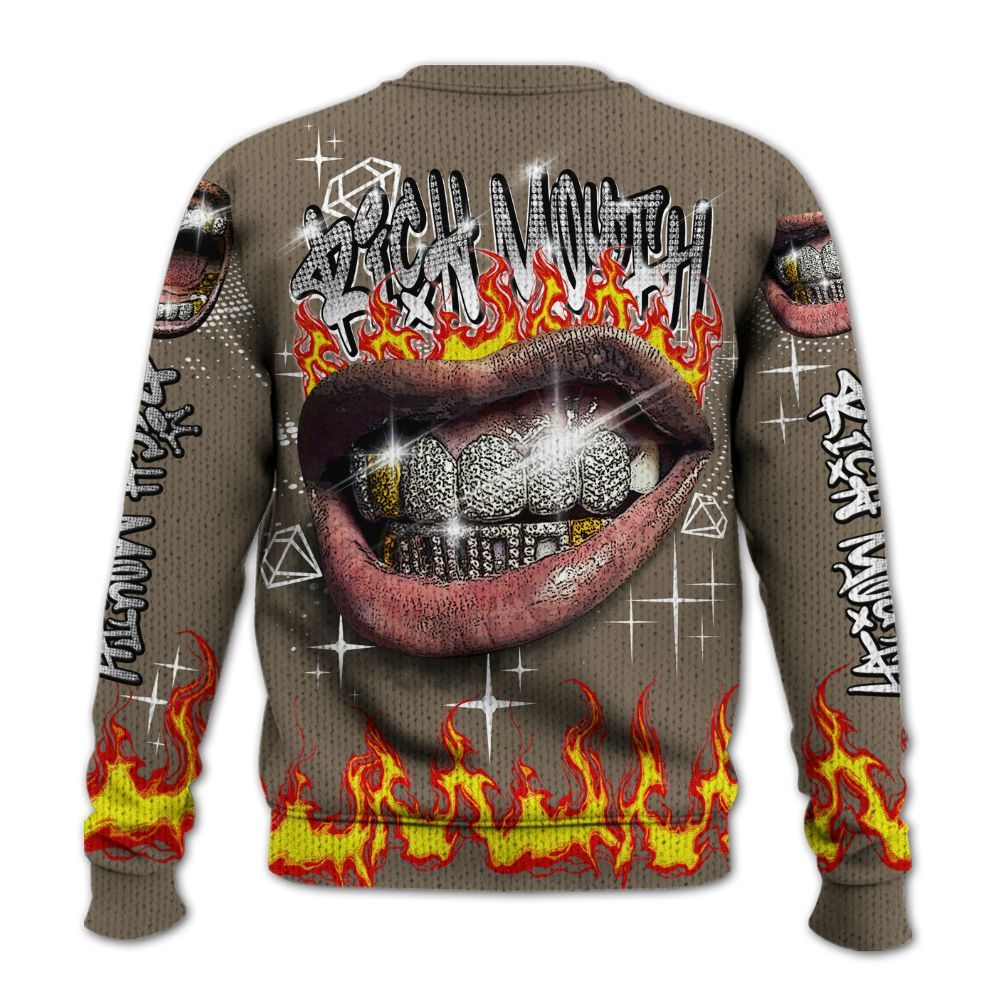 Knitted Sweater To Match Low OG Dark Mocha 1s - Rich Mouth Fire Rap Retro 90s