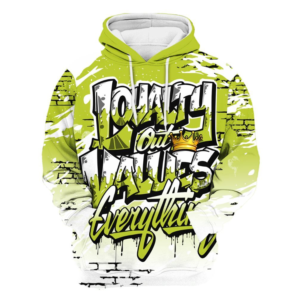 Hoodie To Match Bright Cactus 13s - Values Of Loyalty Drip All Over Print