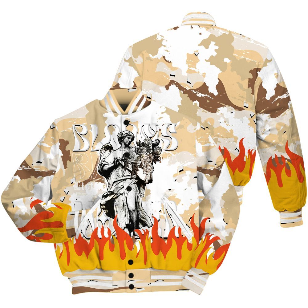 Varsity Jacket To Match Desert Camo 3s - Blooms Whisper Retro All Over Print