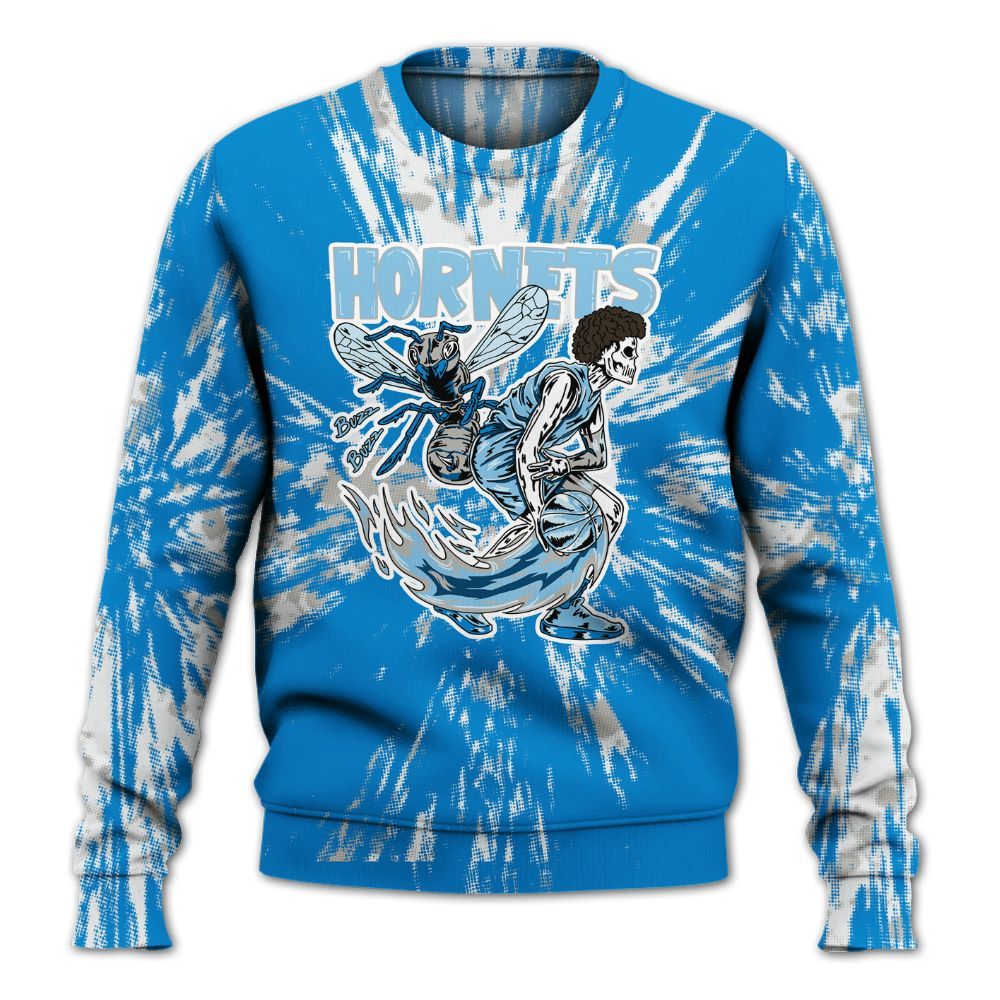 Sweatshirt To Match Industrial Blue 4s - Hornets Skeleton Luxury All Over Print
