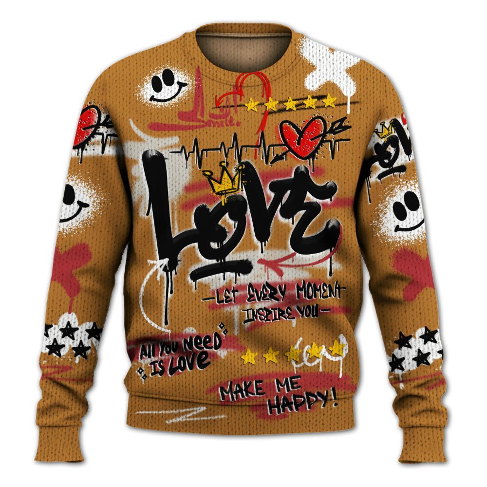 Knitted Sweater To Match Air Max Plus Sunset Swarovski - Happy Love Beats Graffiti Streetwear