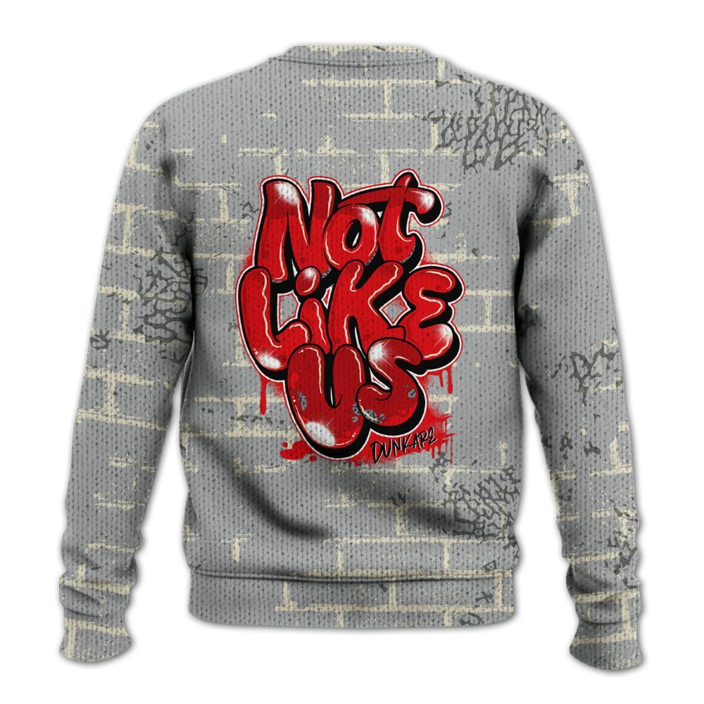Knitted Sweater To Match Cement Grey 3s - None Like Us Graphic Brick Art