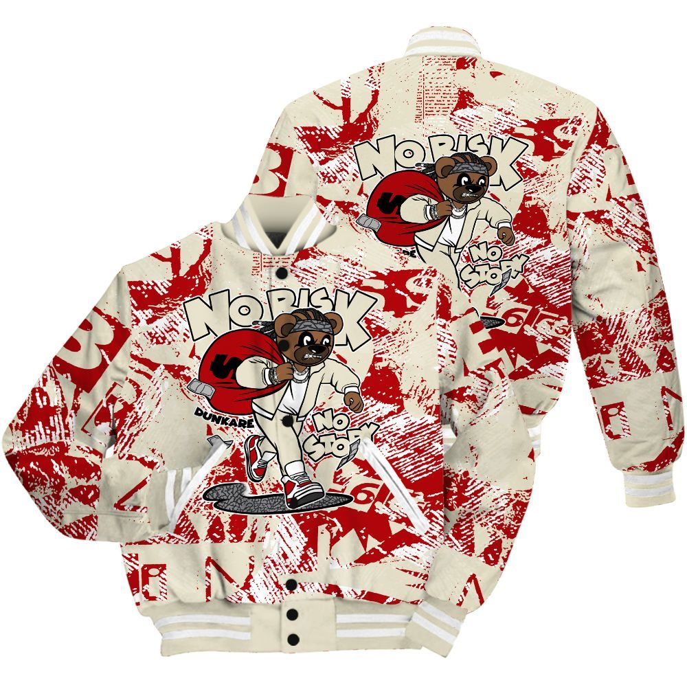 Varsity Jacket To Match Cement Grey 3s Shirt - Certain Bear Abstract Graffiti All Over Print