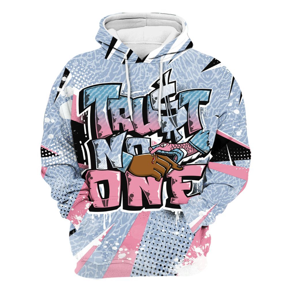 Hoodie To Match Denim Pink Glow 3s - Poly Trust No One Dripping All Over Print