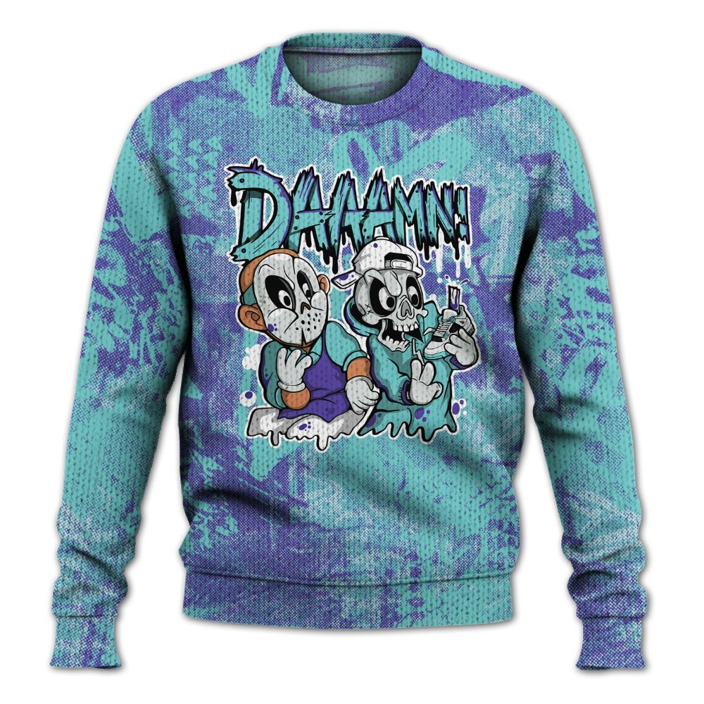 Knitted Sweater To Match Low Hornets 1s - Damn Shoe Graphic Heart Grunge