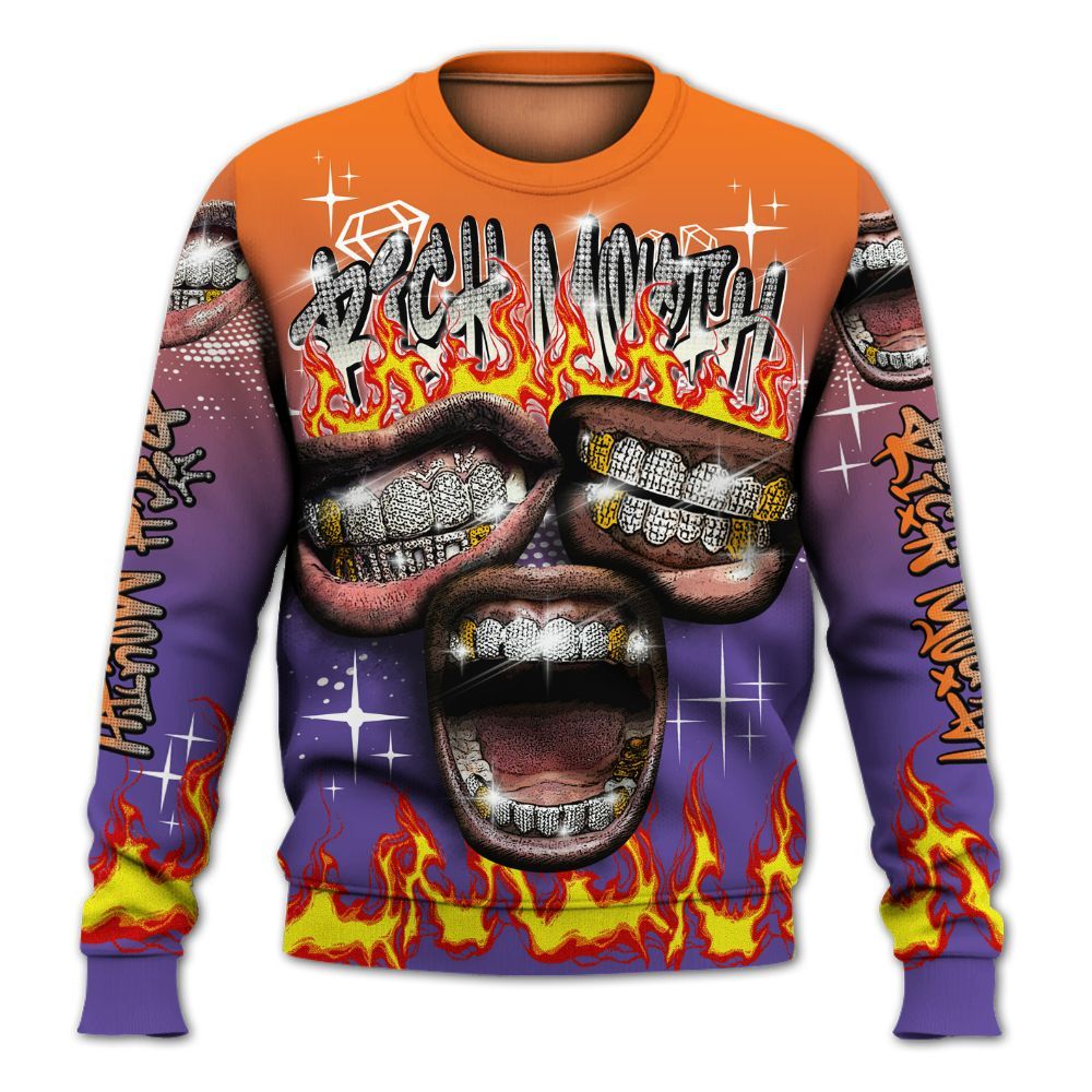 Sweatshirt To Match Air Max Waffle SP Voltage Purple - Rich Mouth Fire Rap Retro 90s All Over Print