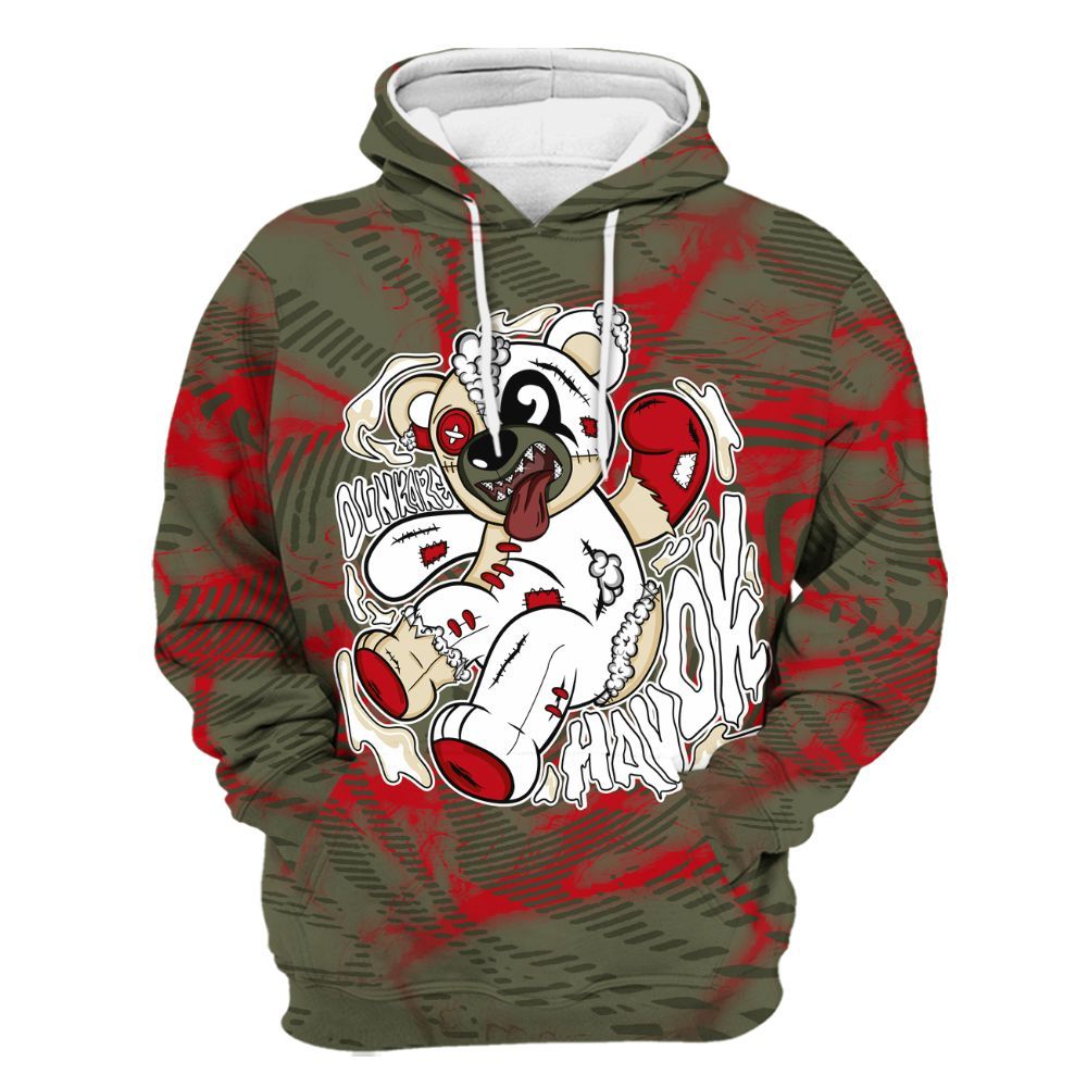 Hoodie To Match Travis Scott Low OG Medium Olive 1s - Havok Bear All Over Print