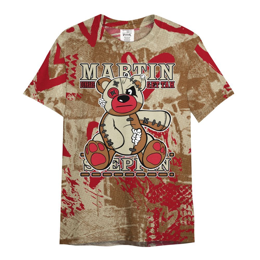 Shirt To Match Archaeo Brown 5s - Tah Steppin Bear Heart Grunge All Over Print