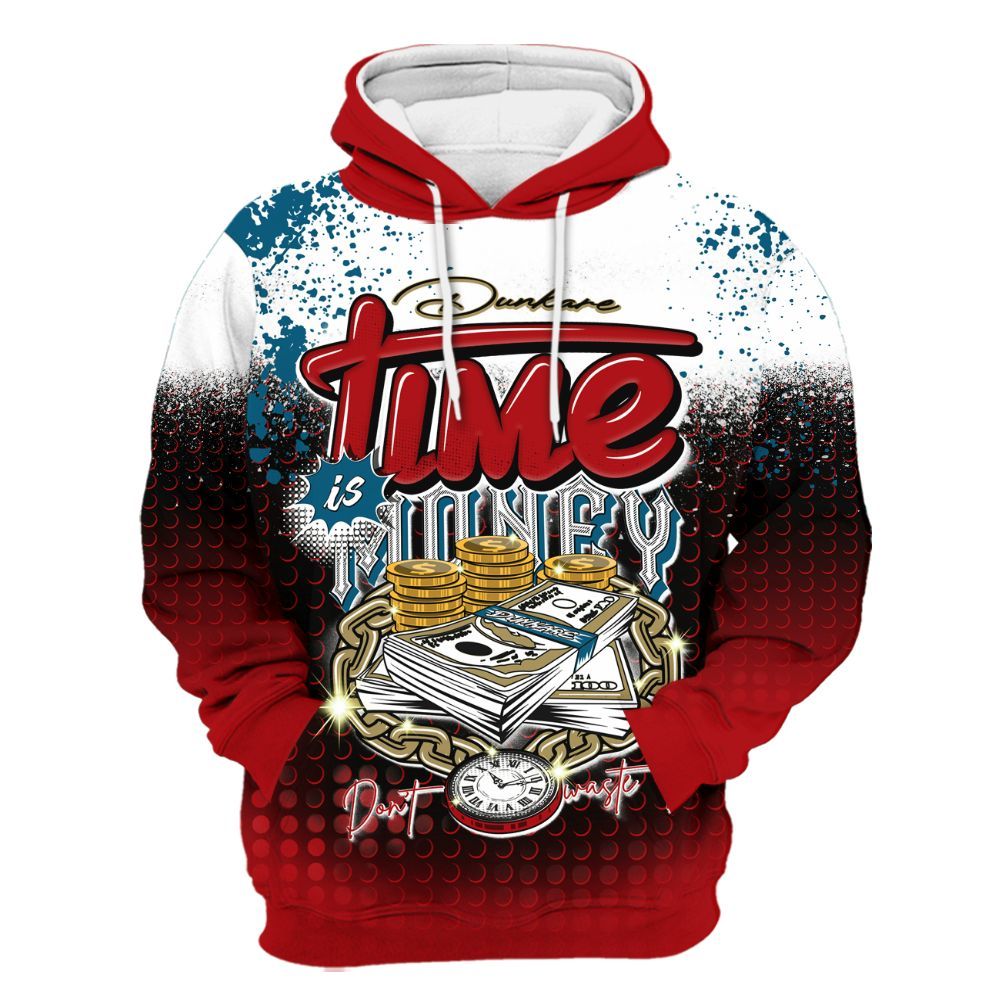 Hoodie To Match OG Varsity Red 17s - Halftone Time Is Money All Over Print