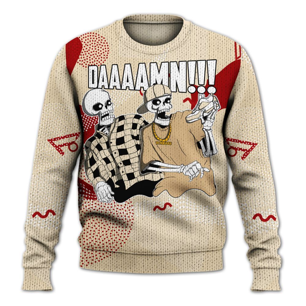 Knitted Sweater To Match Dunk Low Strawberry Waffle - Graphic Meme Damnn
