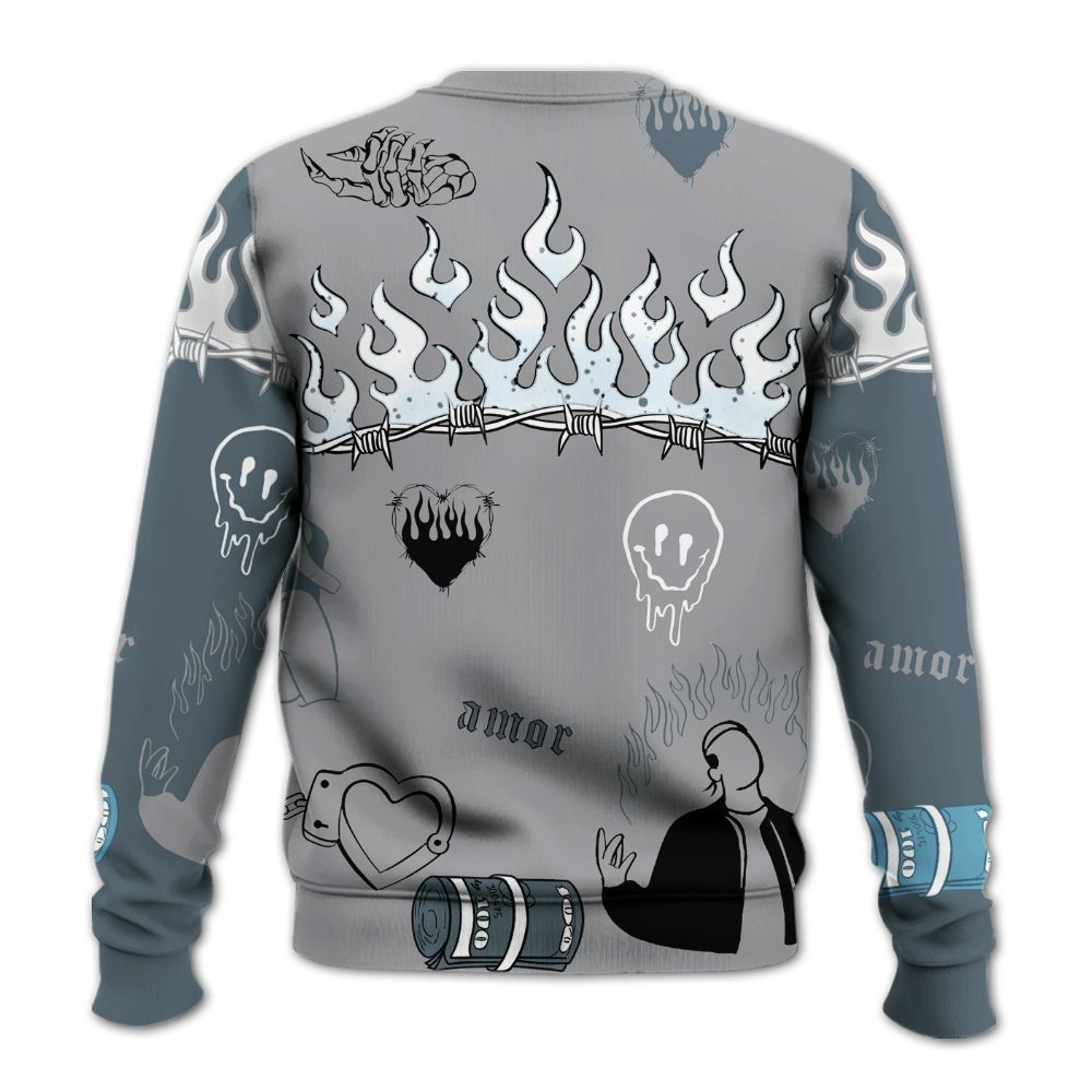 Sweatshirt To Match Retro Light Graphite Wolf Grey 5s - Snake Trust No One All Over Print