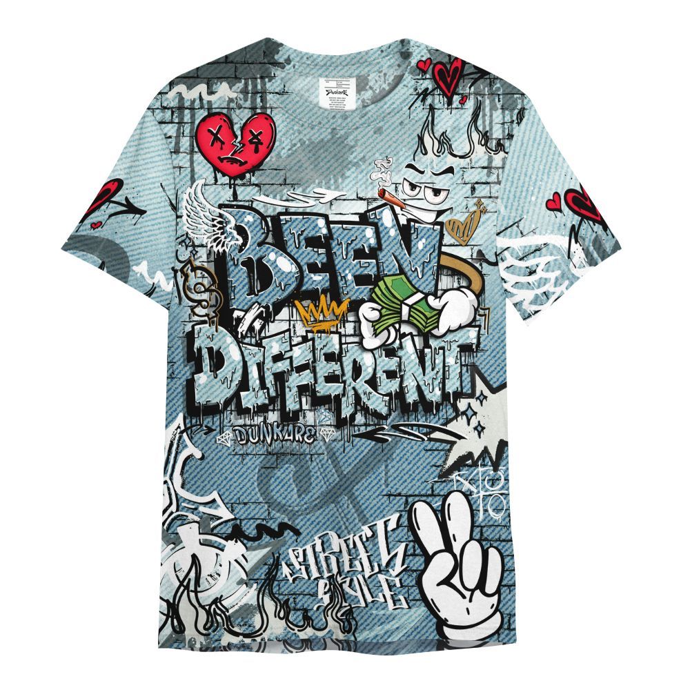 Shirt To Match Denim Worn Blue 2025 4s - Been Dif2erent Drip Graffiti All Over Print