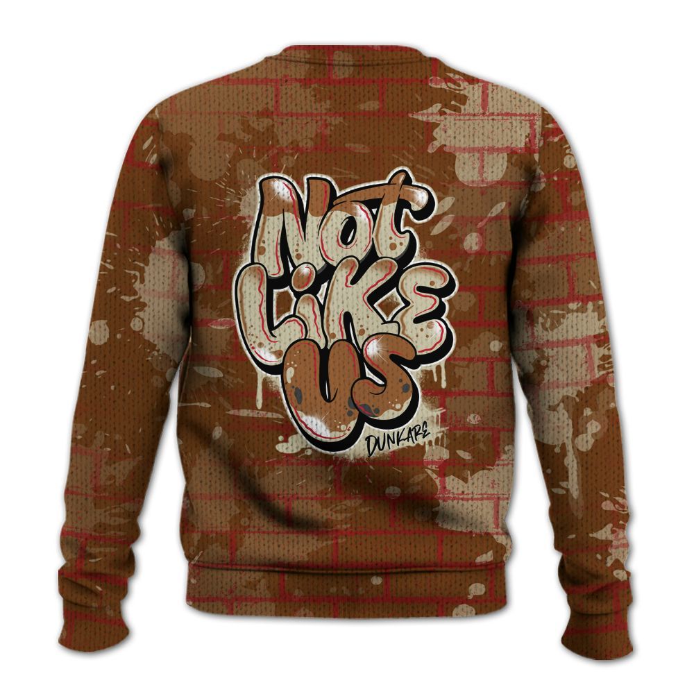 Knitted Sweater To Match Archaeo Brown 5s - None Like Us Graphic Brick Art